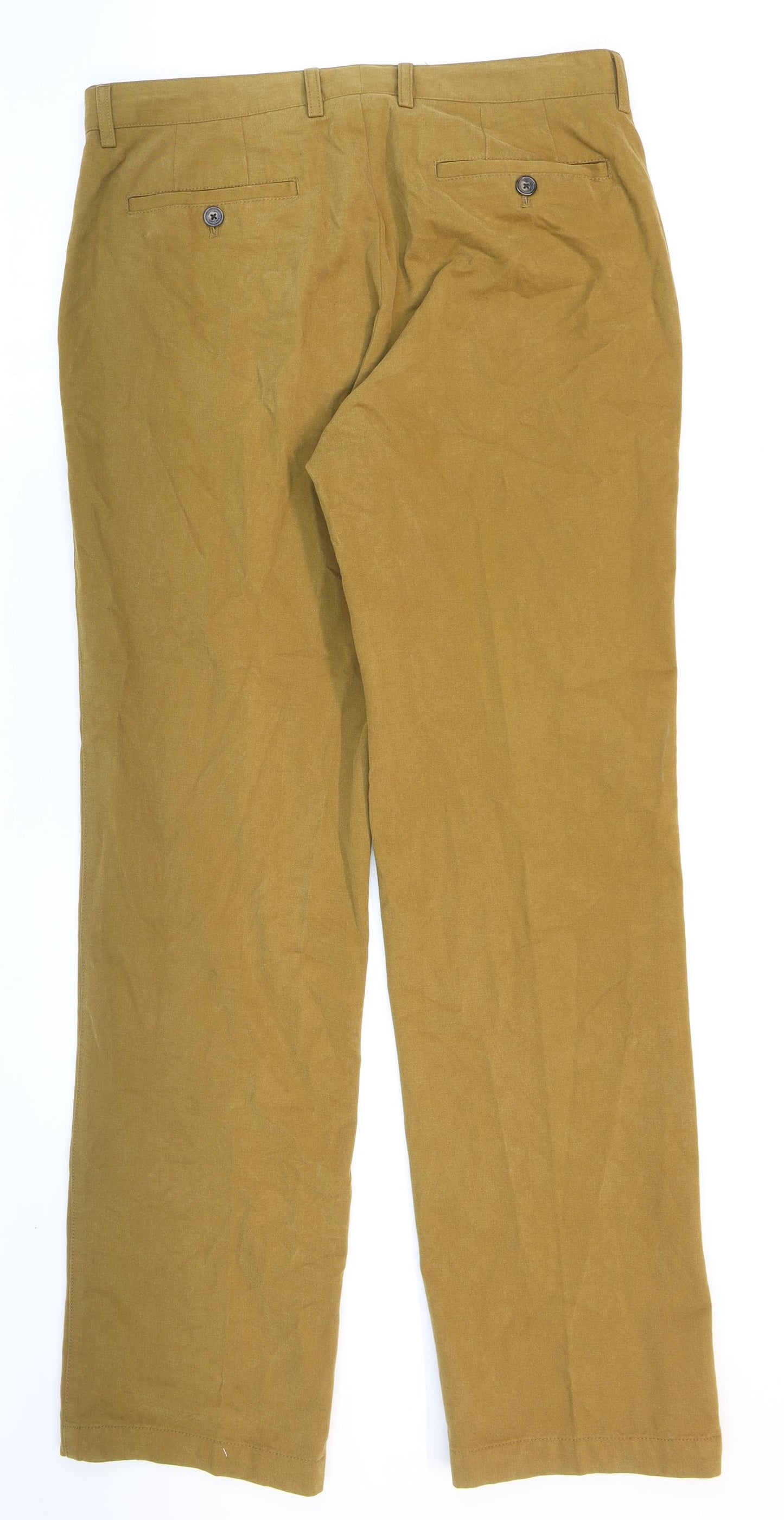 John Lewis Womens Brown Cotton Dress Pants Trousers Size 34 in L31 in Regular Zip