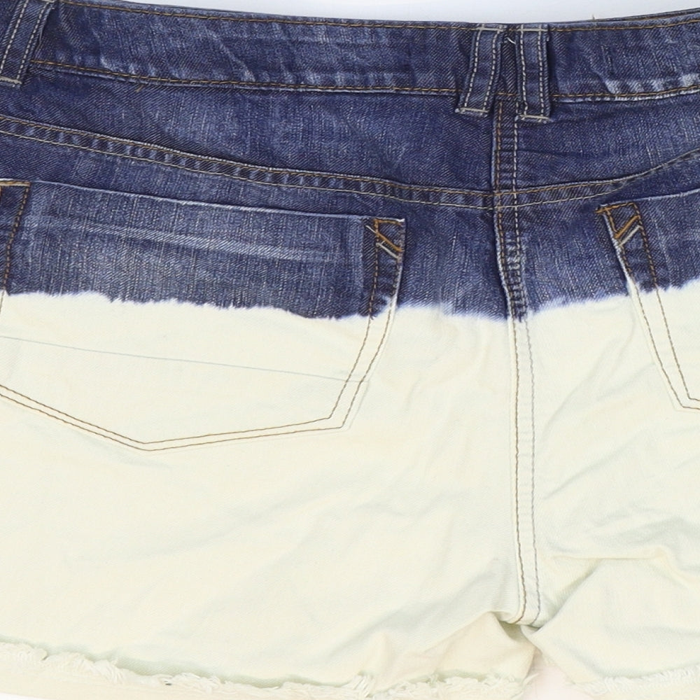 NEXT Womens Blue Cotton Hot Pants Shorts Size 14 Regular Zip - Two-tone