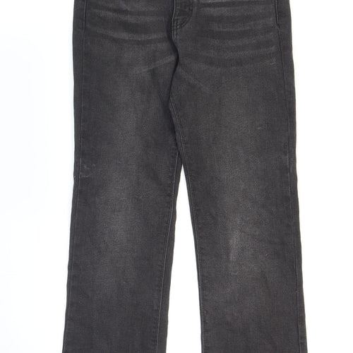 Pull&Bear Womens Black Cotton Straight Jeans Size 6 L27 in Regular Zip