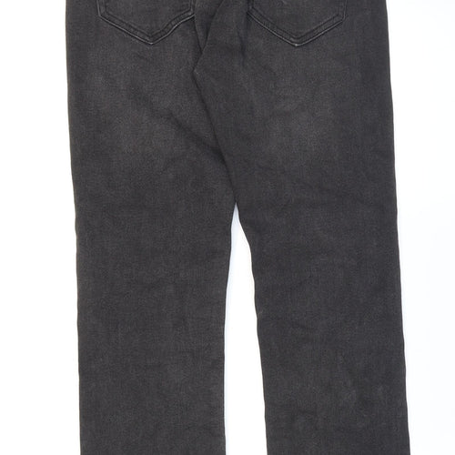 Pull&Bear Womens Black Cotton Straight Jeans Size 6 L27 in Regular Zip