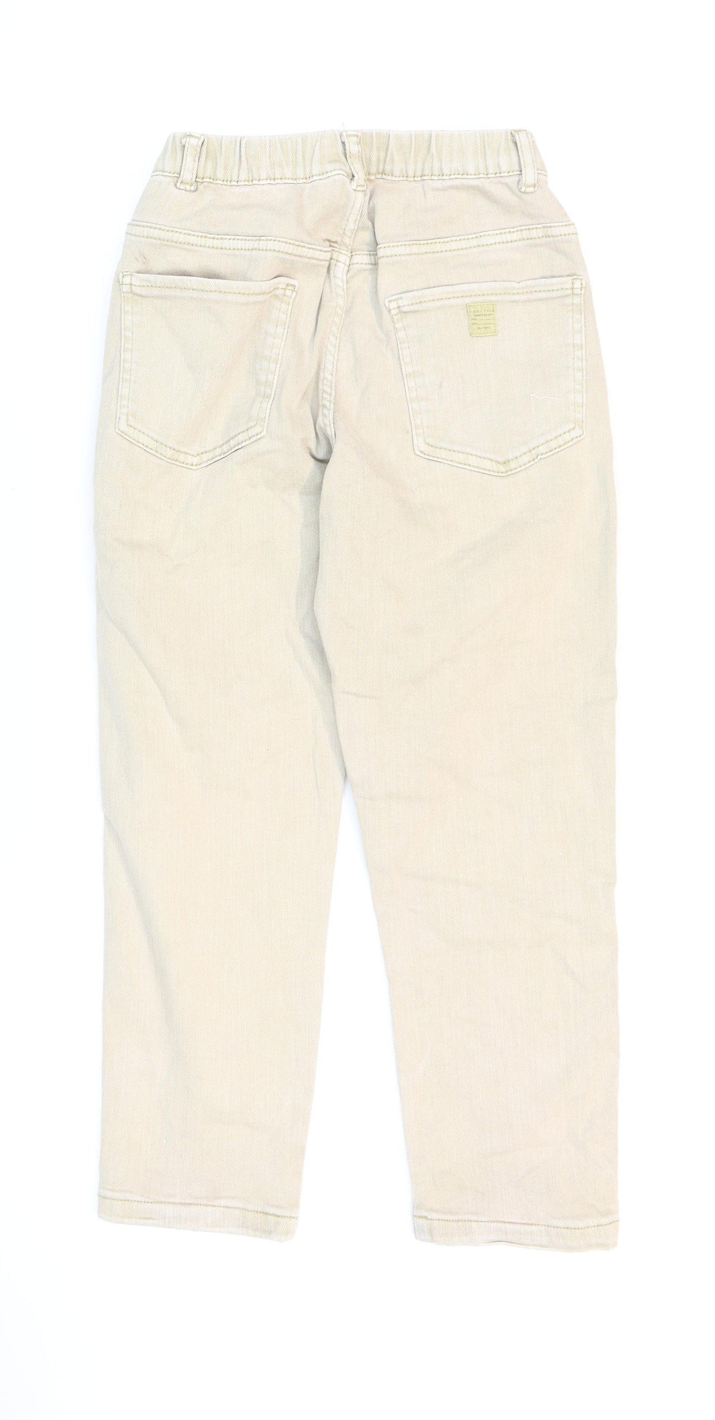 Zara Girls Ivory Cotton Straight Jeans Size 8 Years Regular Zip