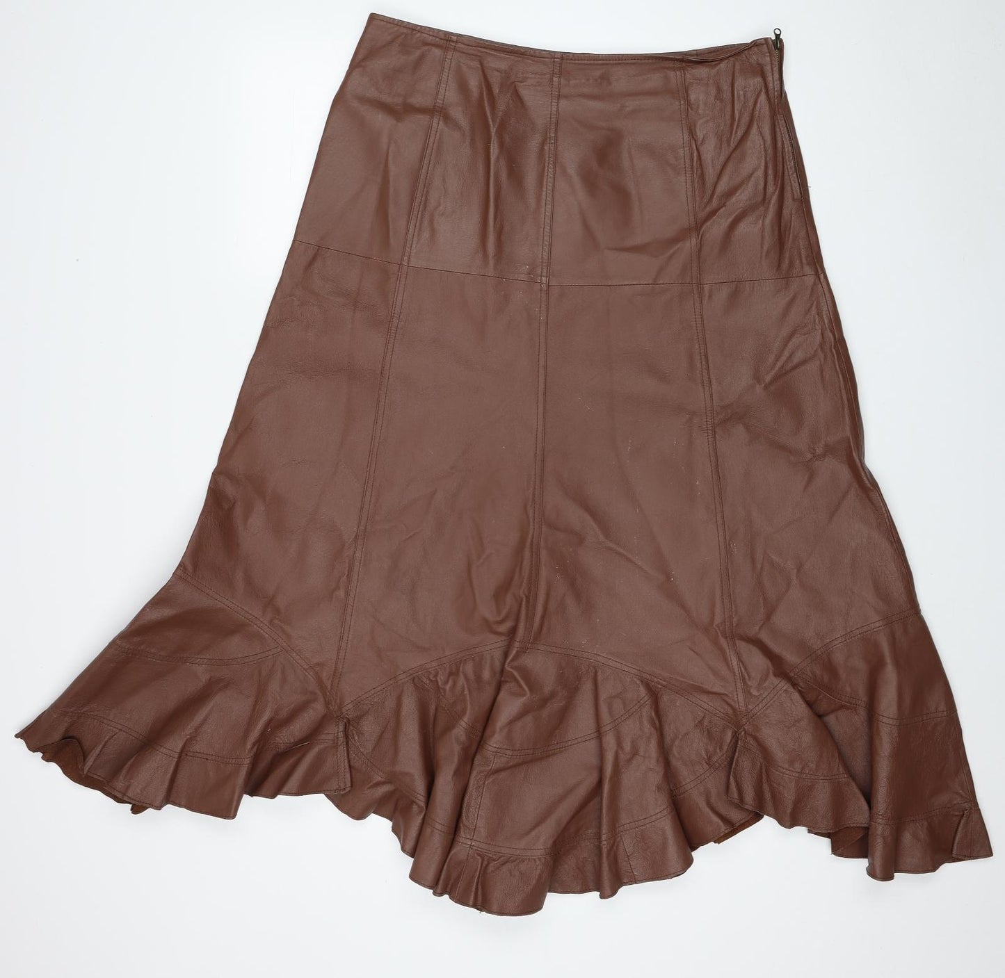 Together Womens Brown Leather Trumpet Skirt Size 16 Zip