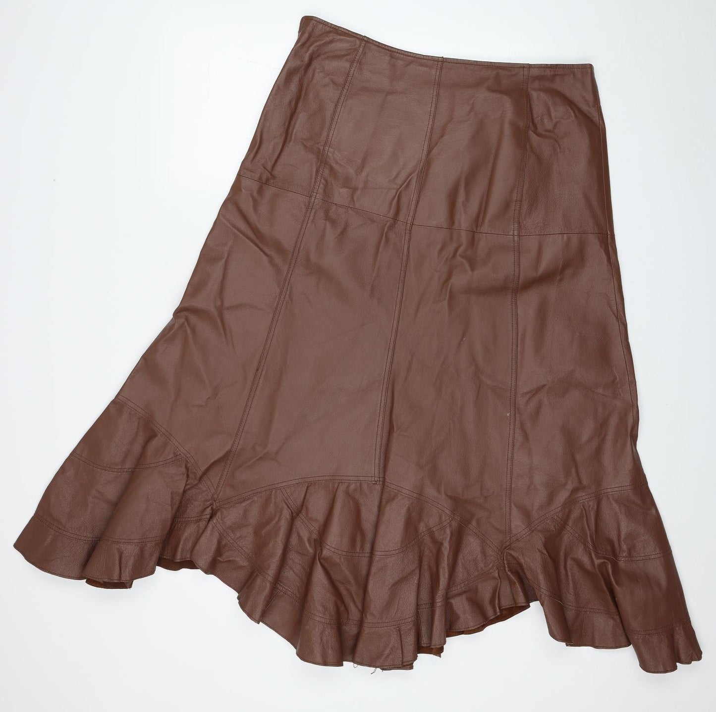 Together Womens Brown Leather Trumpet Skirt Size 16 Zip