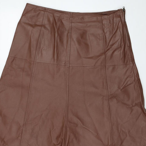 Together Womens Brown Leather Trumpet Skirt Size 16 Zip