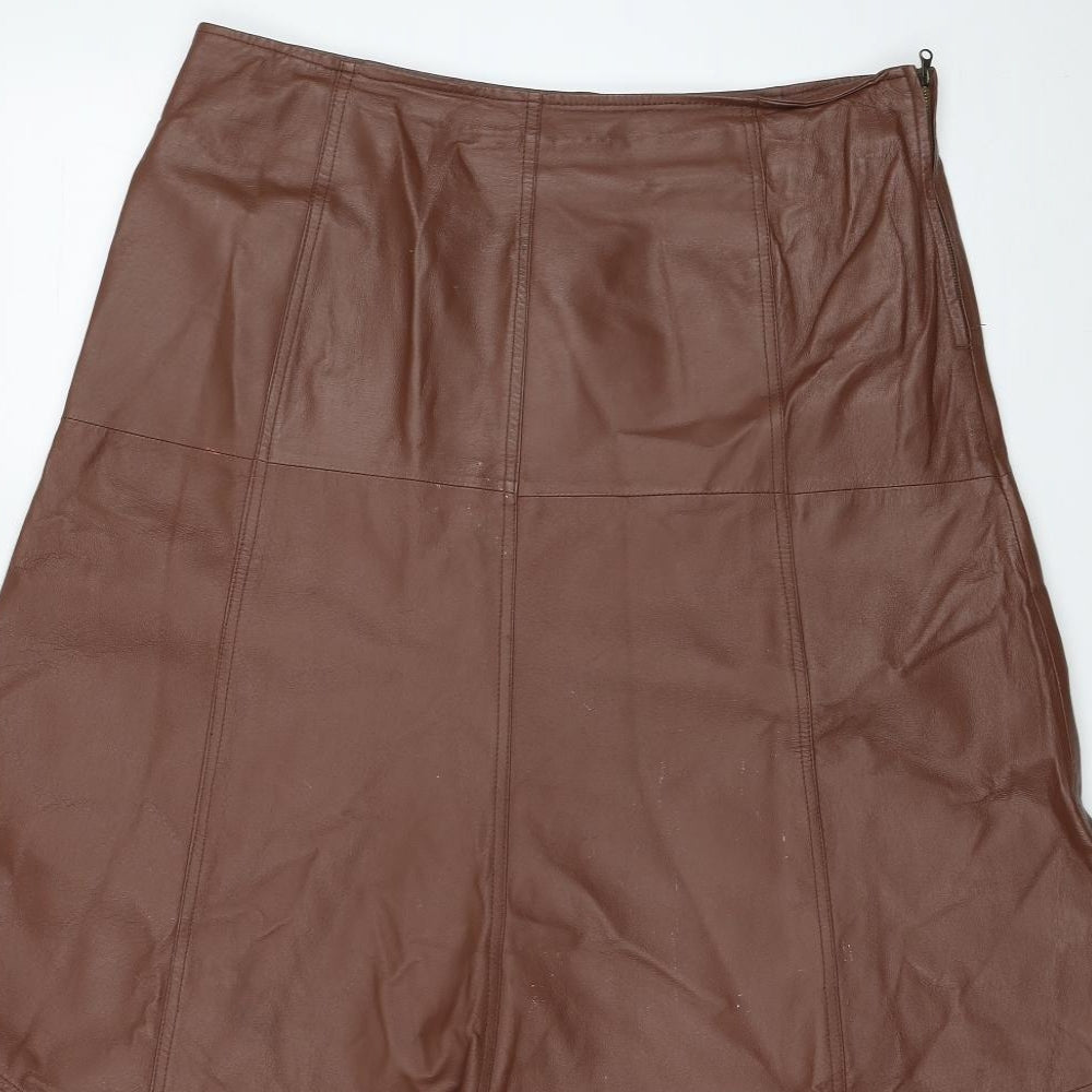 Together Womens Brown Leather Trumpet Skirt Size 16 Zip