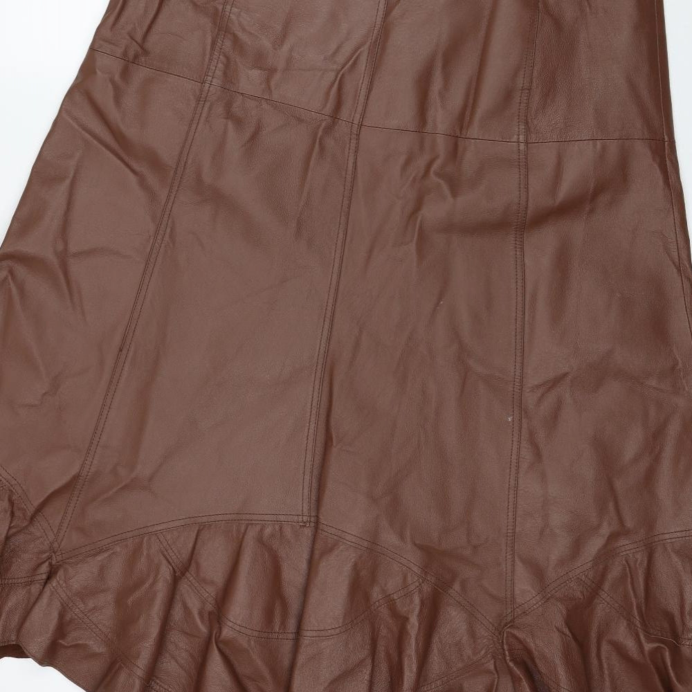 Together Womens Brown Leather Trumpet Skirt Size 16 Zip
