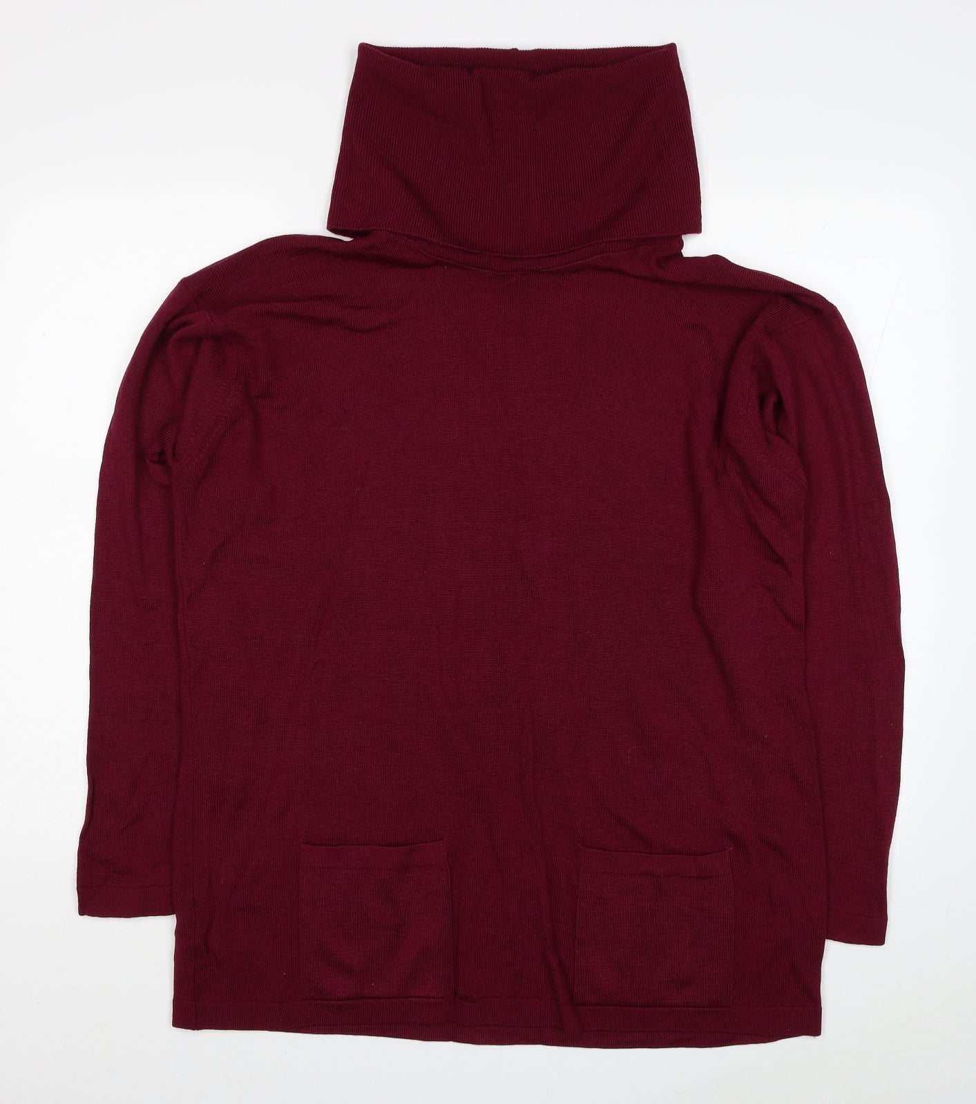 Marks and Spencer Womens Red Roll Neck Wool Pullover Jumper Size 12