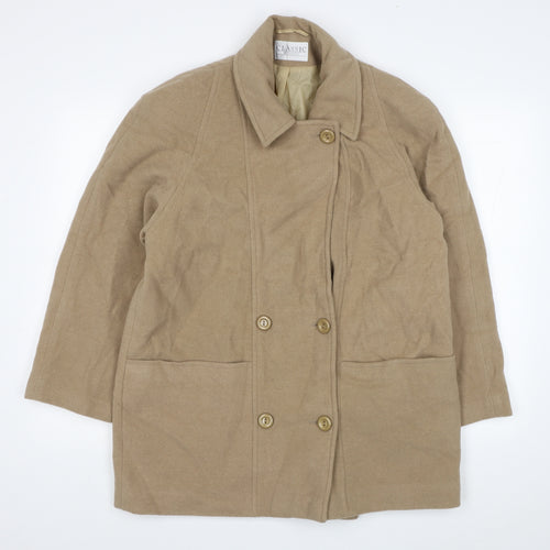 Classic Woman Womens Beige Pea Coat Coat Size 14 Button