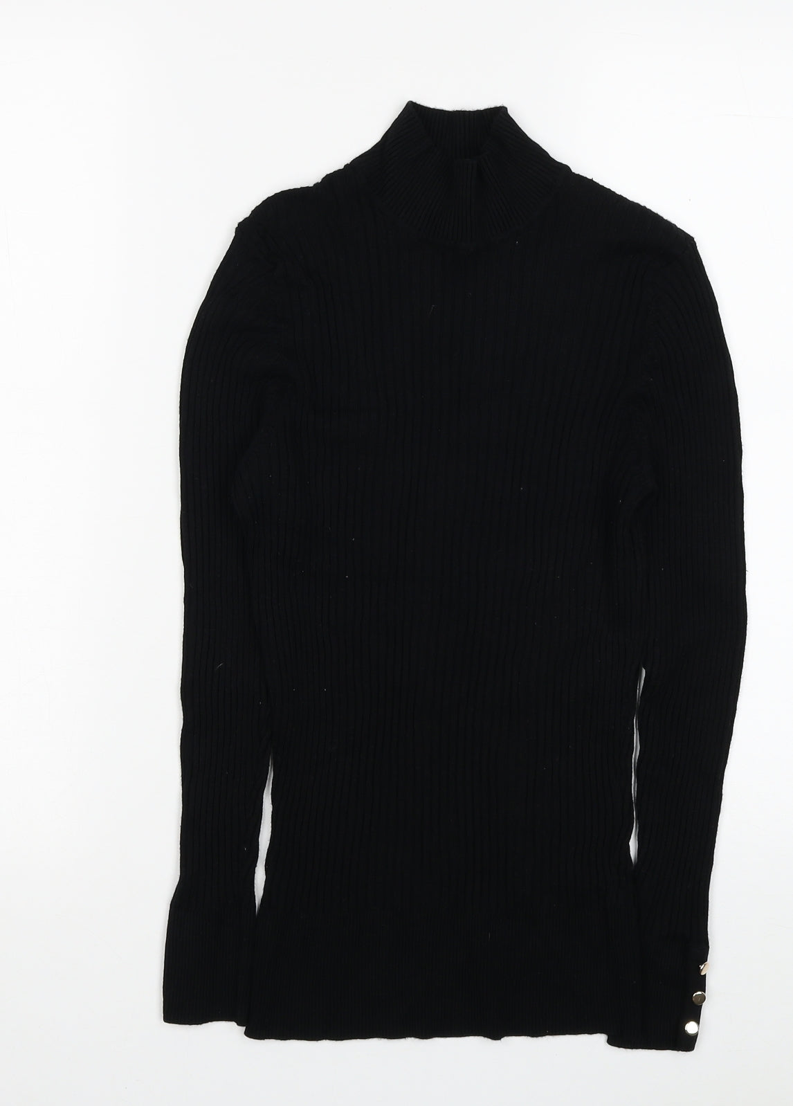 Nutmeg Womens Black High Neck Viscose Pullover Jumper Size 14