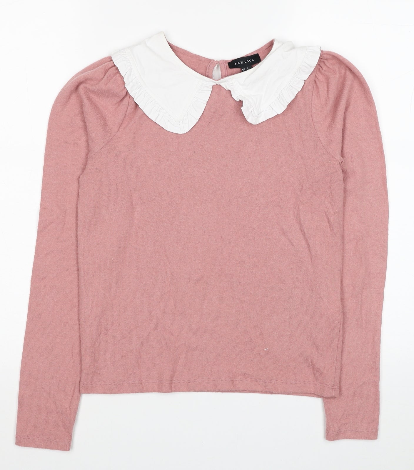 New Look Womens Pink Round Neck Polyester Pullover Jumper Size 8