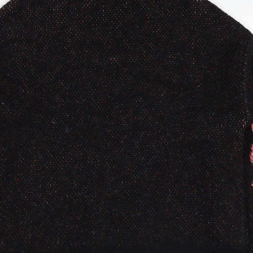 Marks and Spencer Womens Black Roll Neck Floral Acrylic Pullover Jumper Size S - Roses