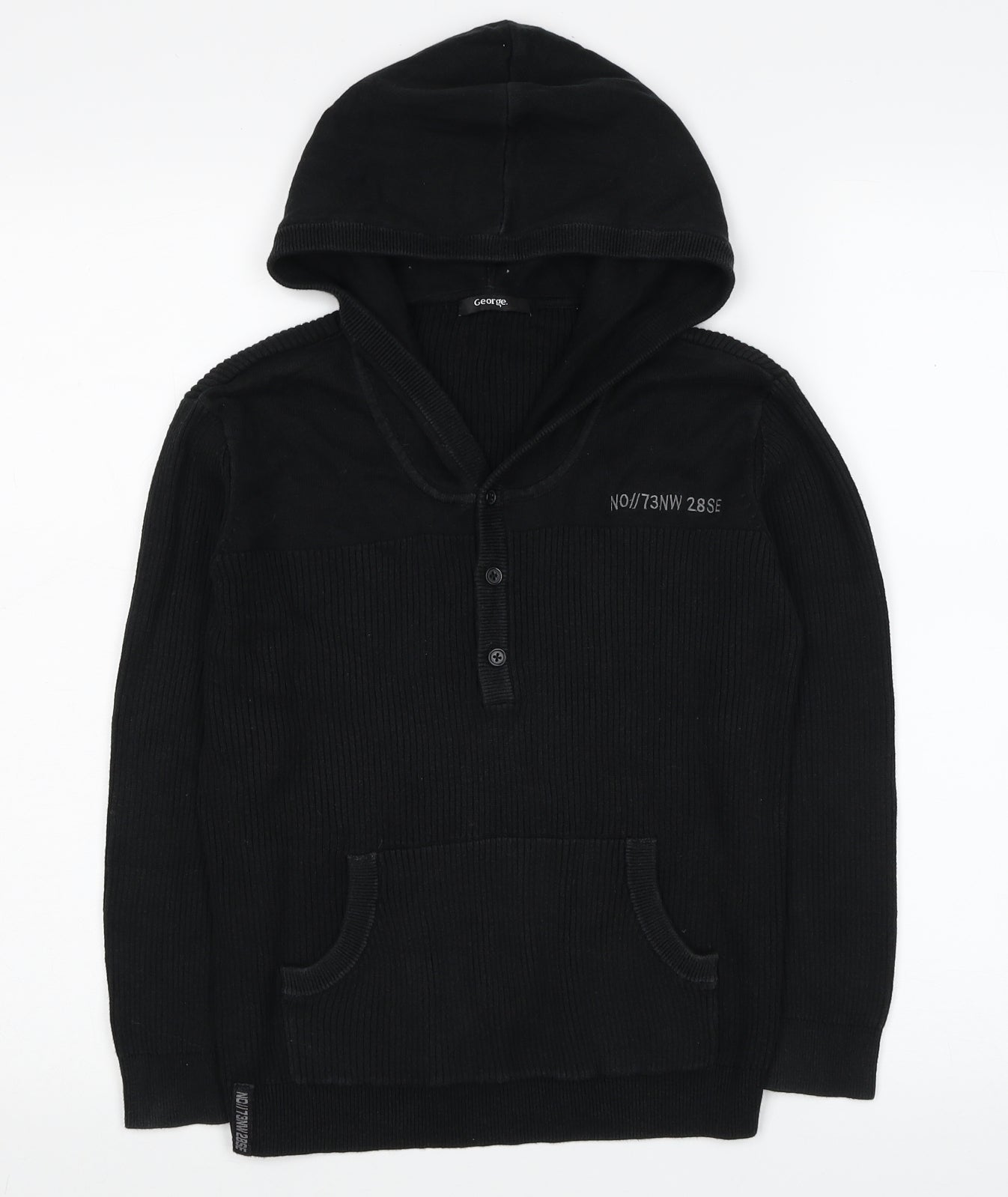 George Boys Black Cotton Pullover Hoodie Size 6-7 Years Pullover