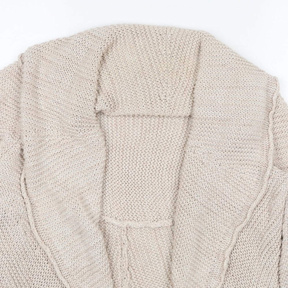 Julipa Womens Beige V-Neck Acrylic Cardigan Jumper Size 16