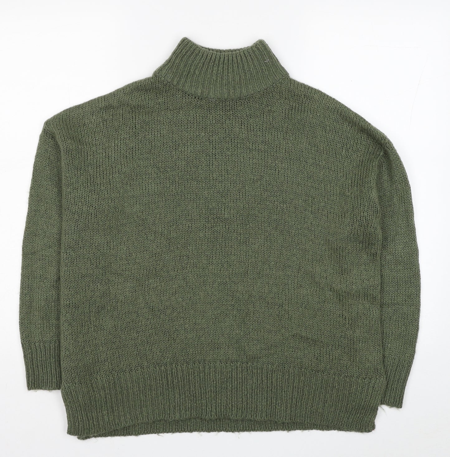 New Look Womens Green High Neck Acrylic Pullover Jumper Size M