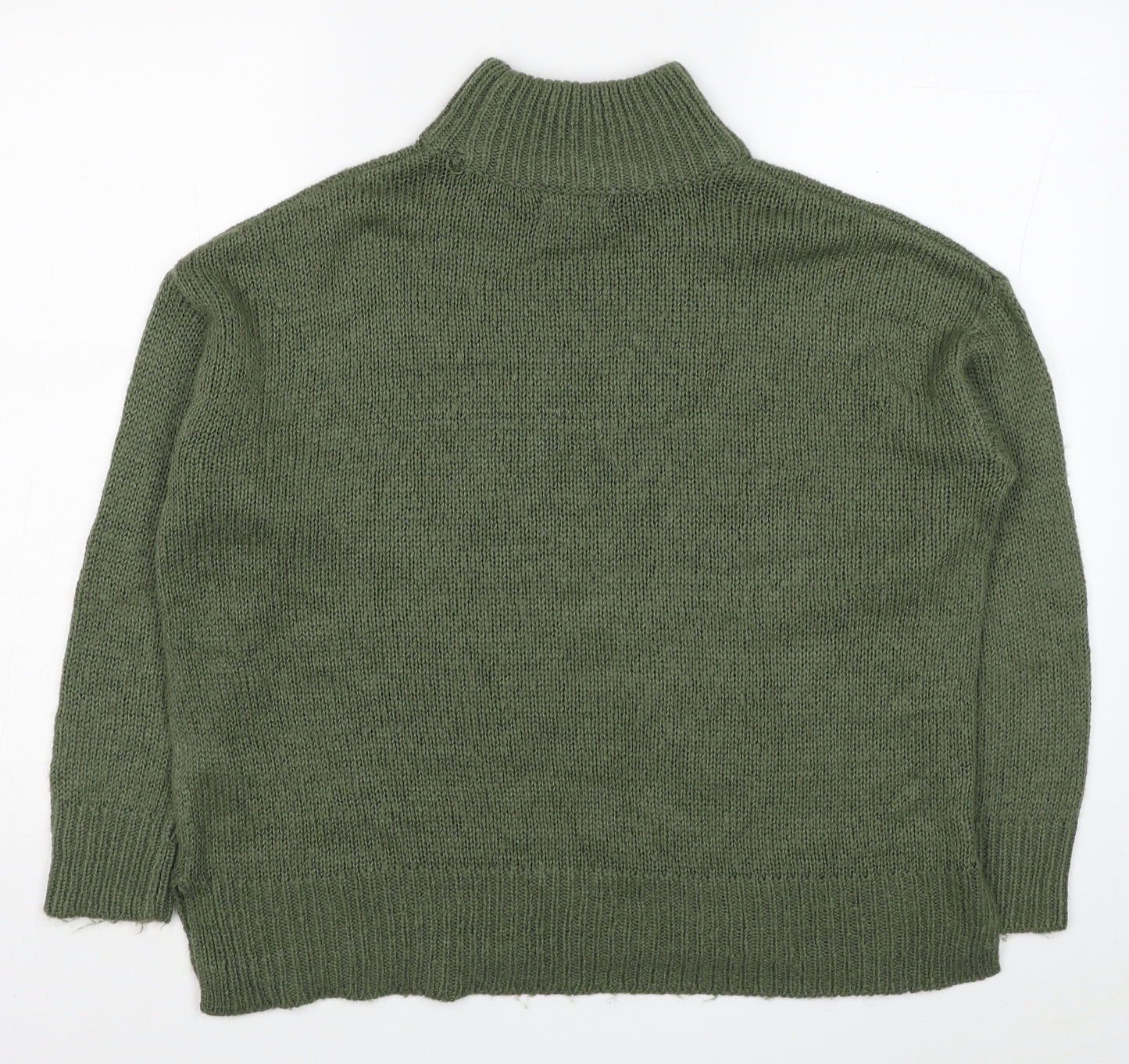 New Look Womens Green High Neck Acrylic Pullover Jumper Size M