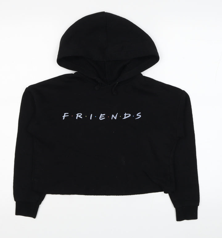 New Look Girls Black Cotton Pullover Hoodie Size 10-11 Years Pullover - Friends