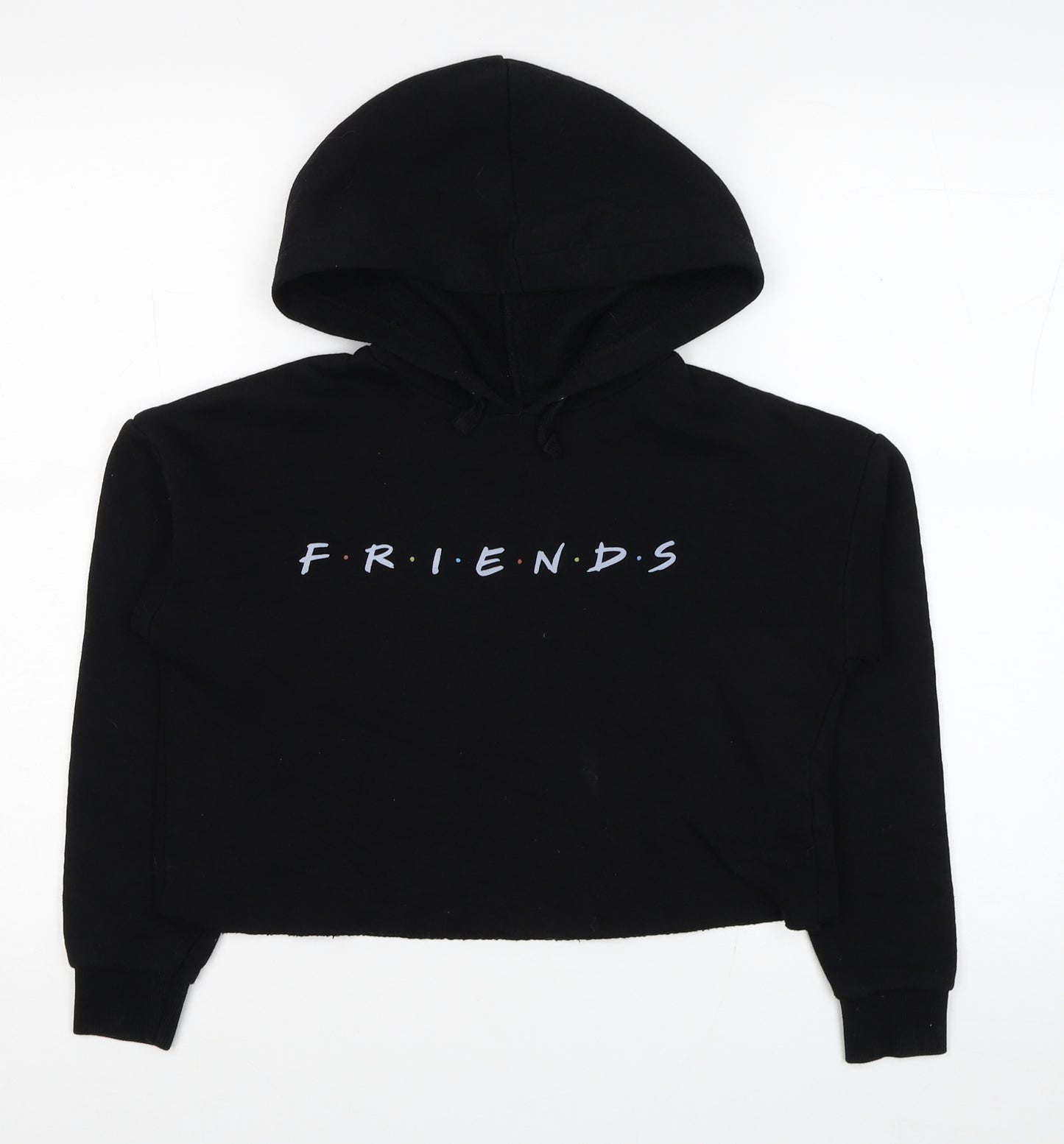 New Look Girls Black Cotton Pullover Hoodie Size 10-11 Years Pullover - Friends
