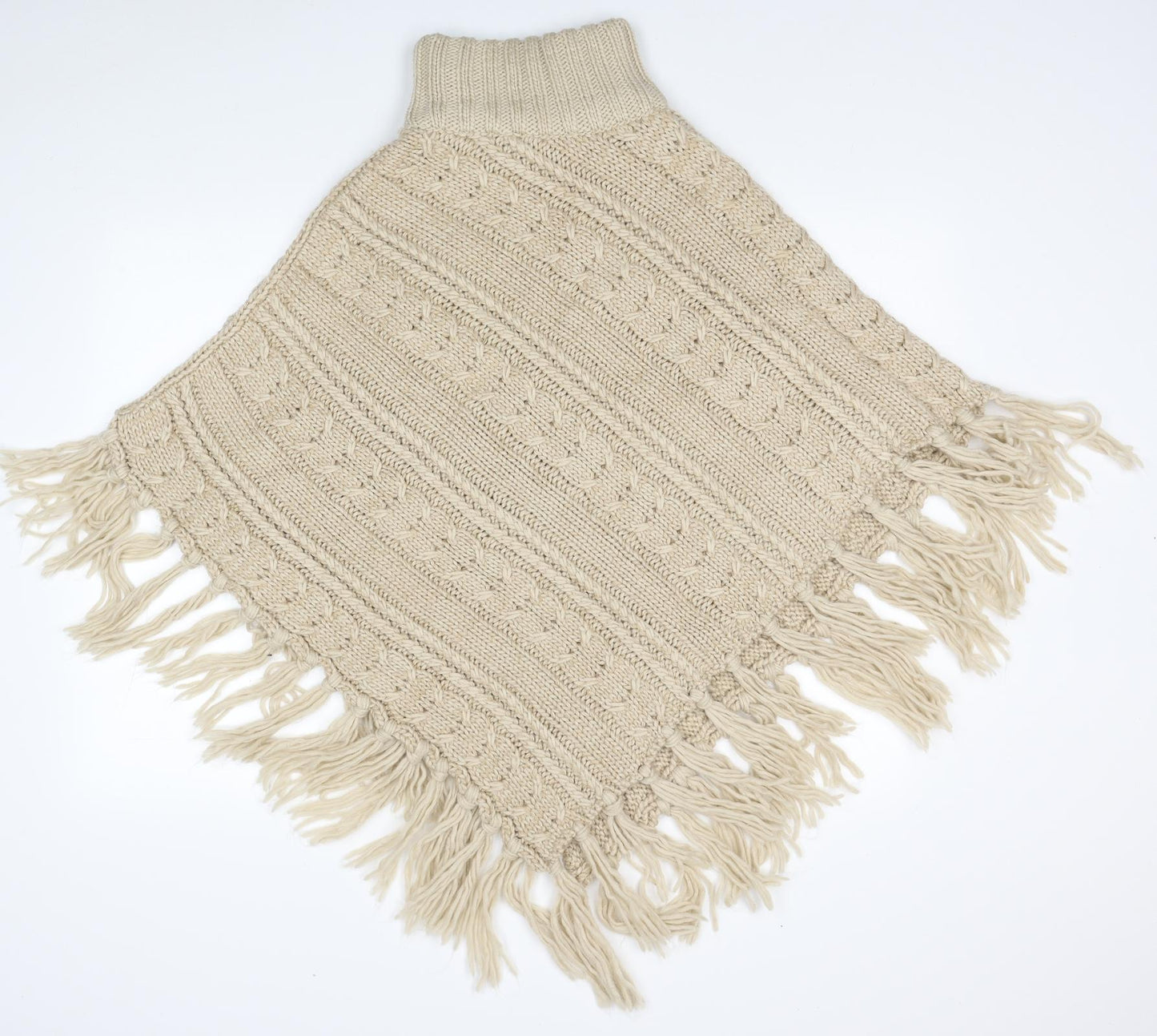 George Womens Beige High Neck Acrylic Pullover Jumper One Size - Poncho