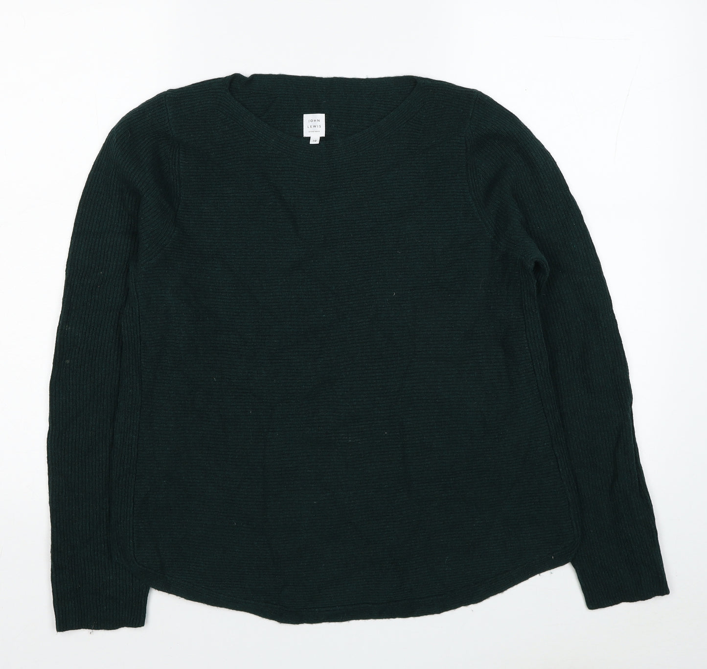 John Lewis Womens Green Boat Neck Acrylic Pullover Jumper Size 10