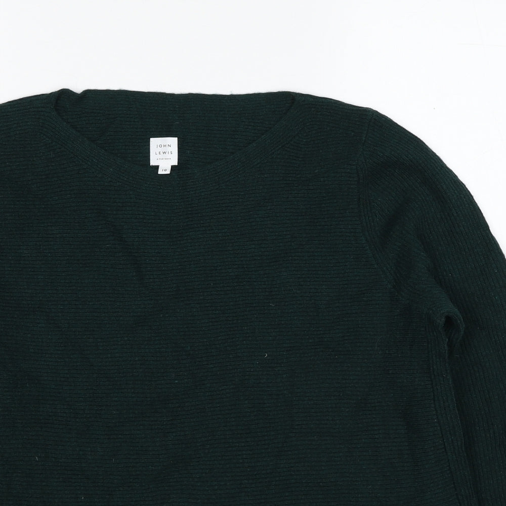 John Lewis Womens Green Boat Neck Acrylic Pullover Jumper Size 10