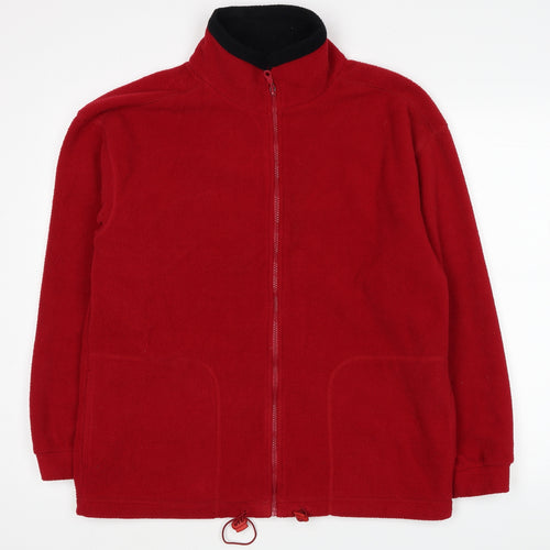 Best Basics Womens Red Polyester Full Zip Sweatshirt Size 10 Zip