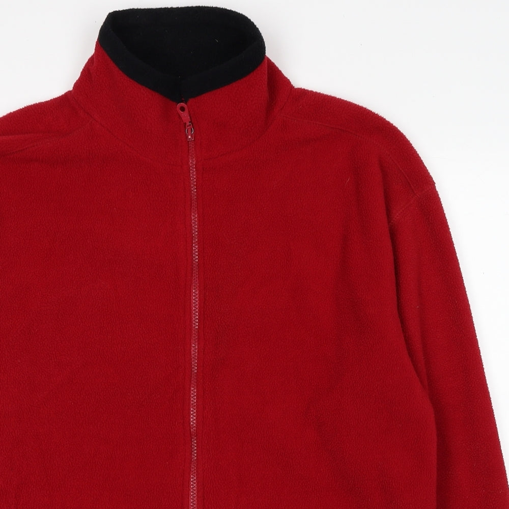 Best Basics Womens Red Polyester Full Zip Sweatshirt Size 10 Zip