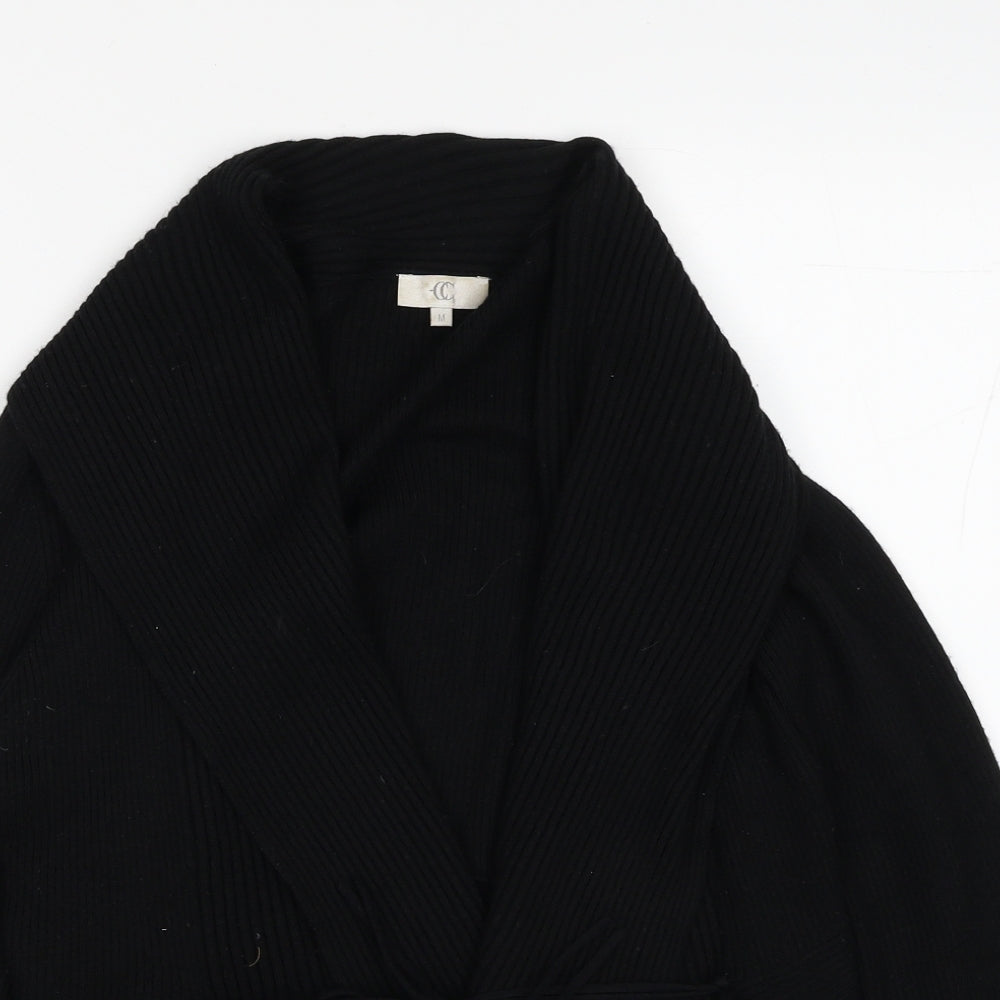CC Fashion Womens Black V-Neck Acrylic Cardigan Jumper Size M