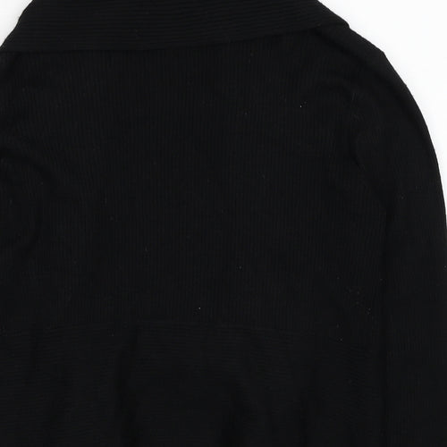 CC Fashion Womens Black V-Neck Acrylic Cardigan Jumper Size M