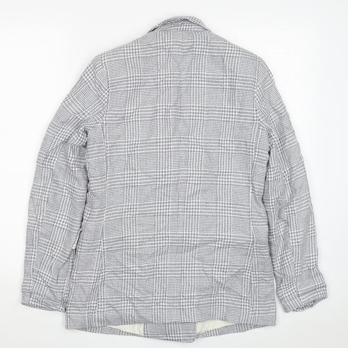 H&M Womens Grey Plaid Jacket Blazer Size 8 Button