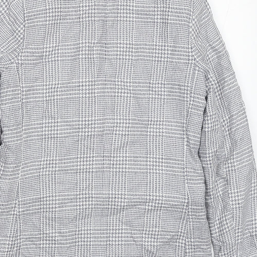 H&M Womens Grey Plaid Jacket Blazer Size 8 Button