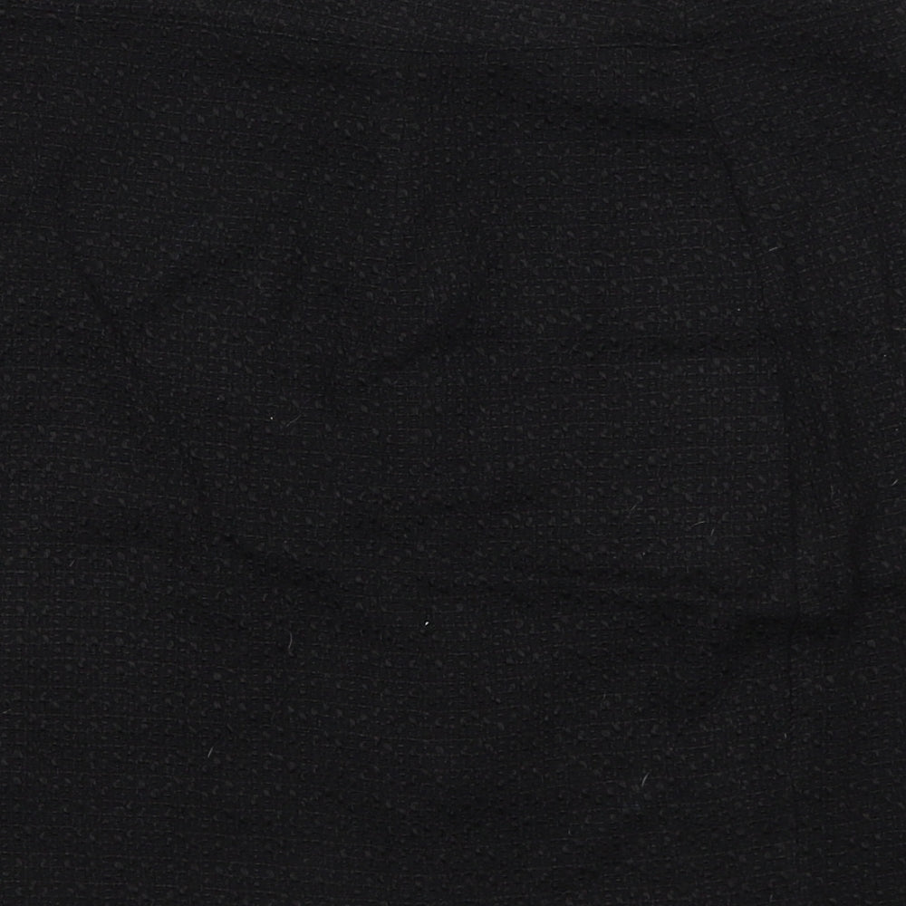 PRETTYLITTLETHING Womens Black Polyester A-Line Skirt Size 10 Button