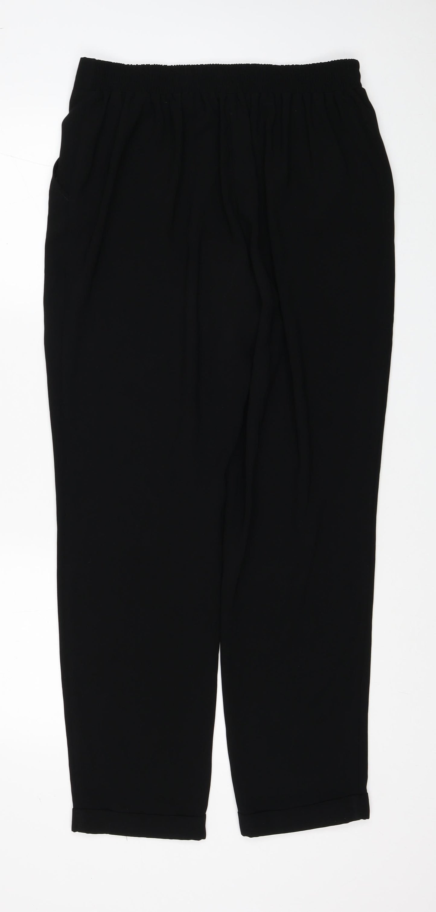 Atmosphere Womens Black Polyester Chino Trousers Size 14 L28 in Regular Drawstring