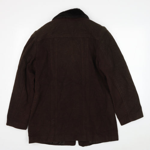Para Womens Brown Pea Coat Coat Size M Zip
