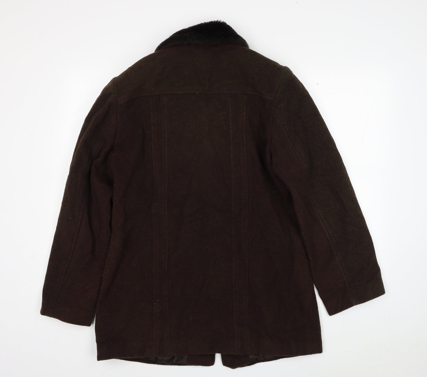 Para Womens Brown Pea Coat Coat Size M Zip