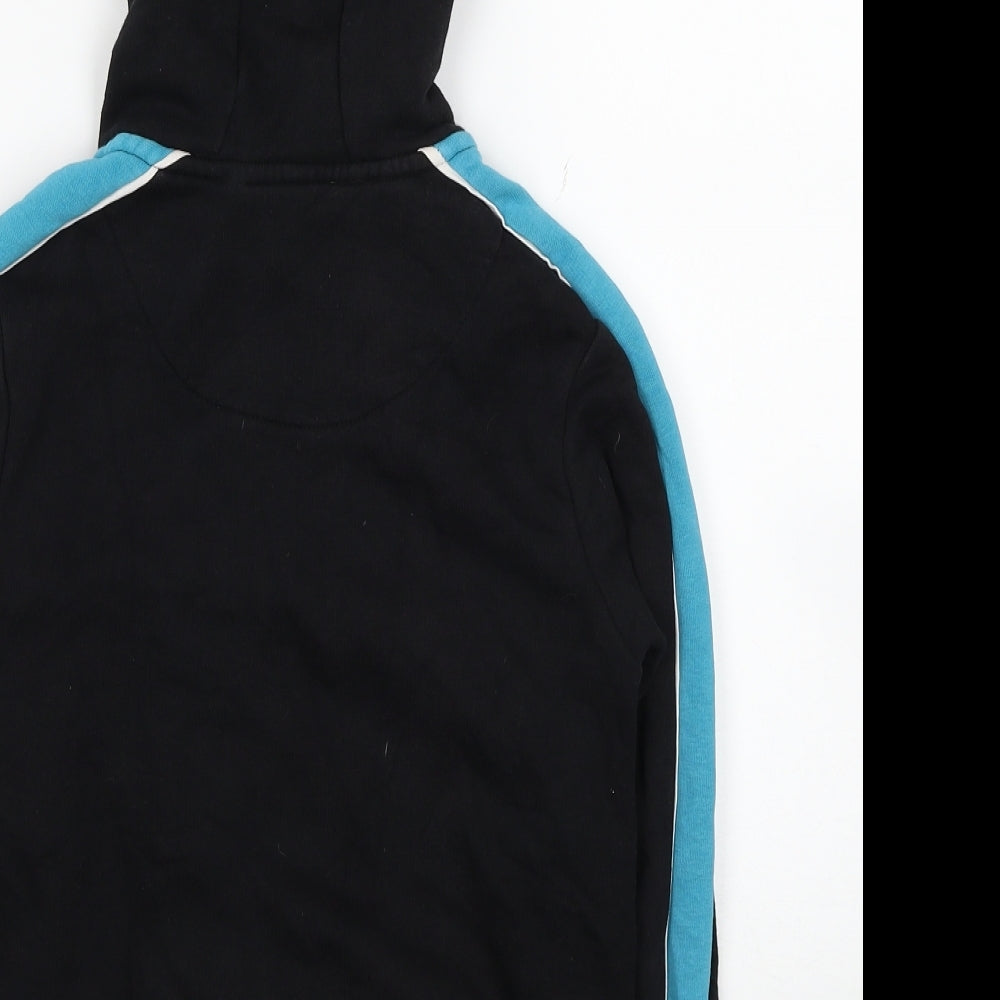 New York Boys Black Colourblock Polyester Full Zip Hoodie Size 8-9 Years Zip