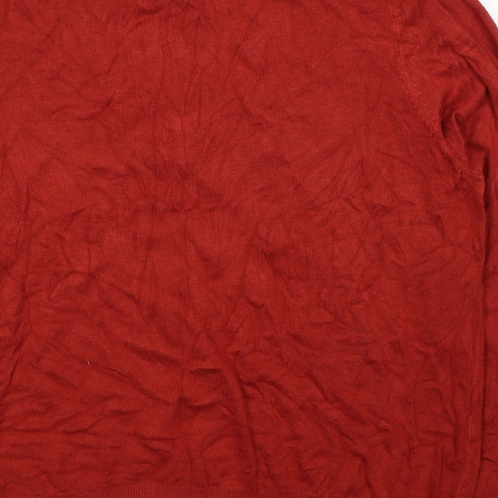 Marks and Spencer Womens Red Viscose Jersey Button-Up Size 16 Round Neck