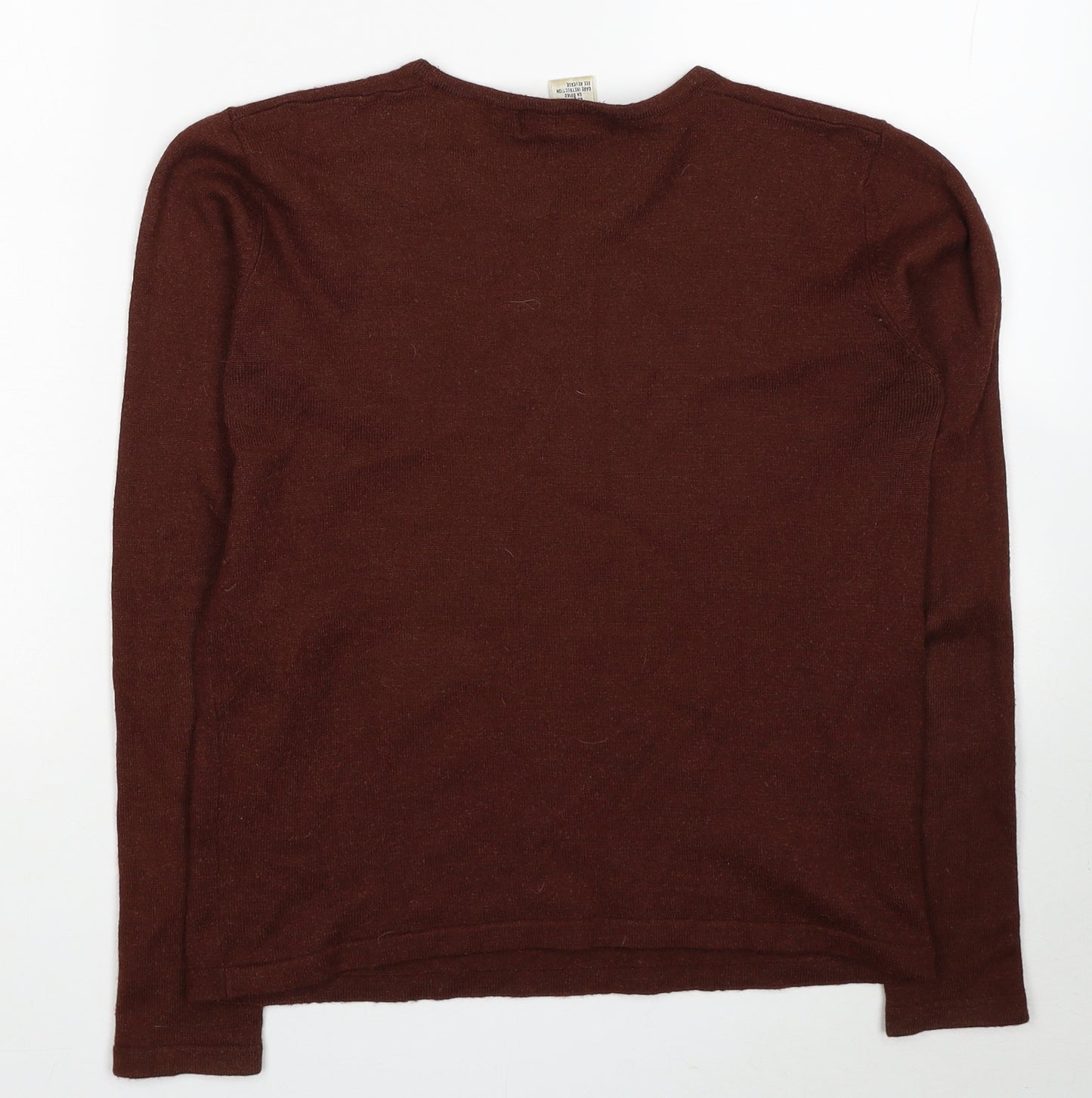 Jeselle Womens Brown Round Neck Acrylic Pullover Jumper Size M