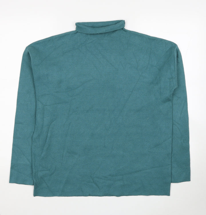 Rachel Zoe Womens Blue Roll Neck Viscose Pullover Jumper Size L