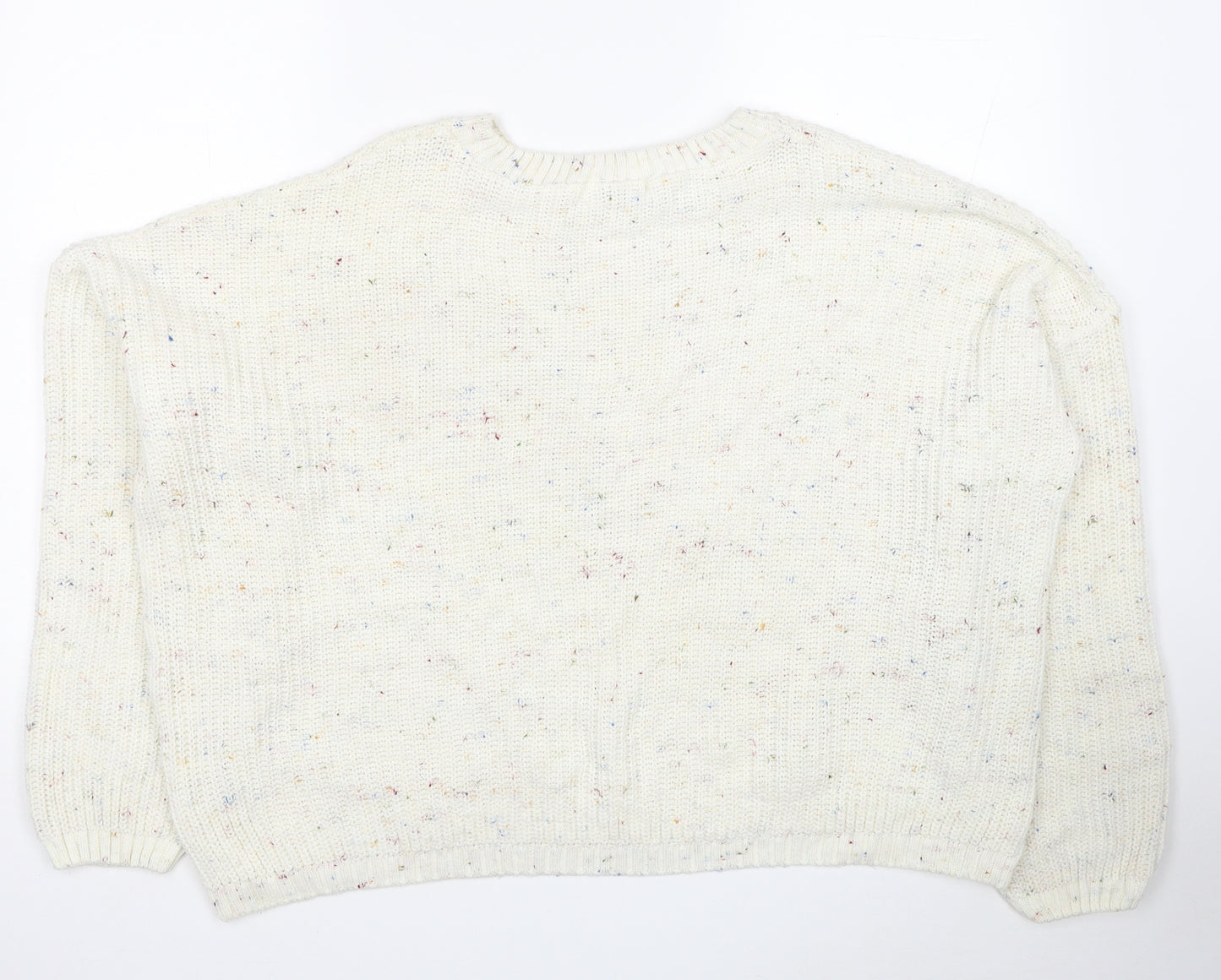 In the Style Womens Ivory Boat Neck Acrylic Pullover Jumper Size 16