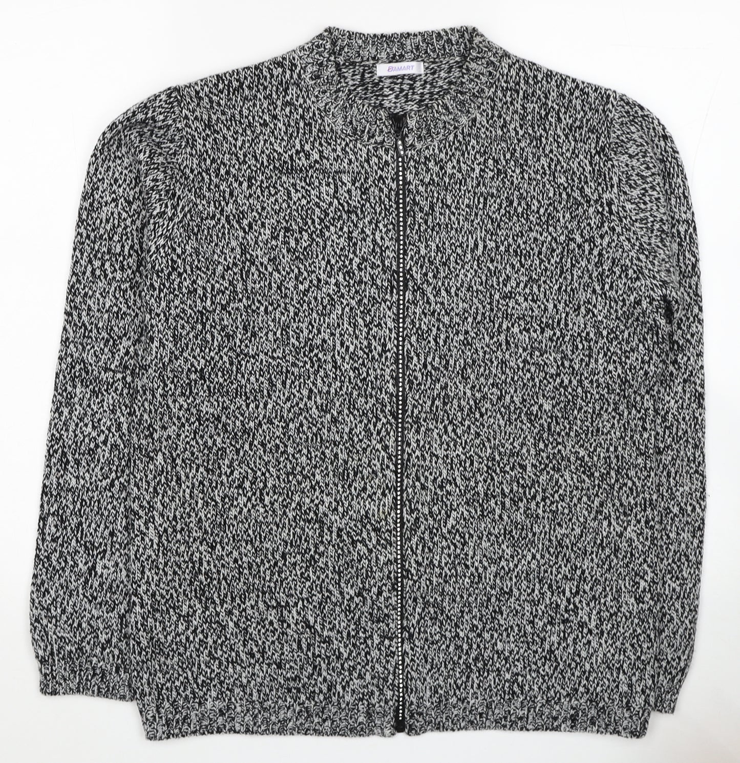 Damart Womens Black Herringbone Acrylic Full Zip Sweatshirt Size 10 Zip