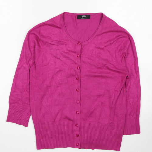 Marks and Spencer Womens Pink Round Neck Viscose Cardigan Jumper Size 14