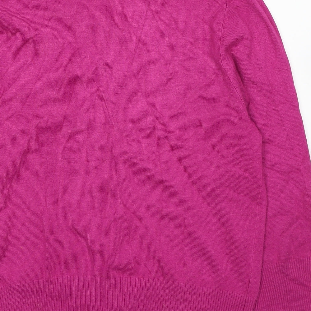 Marks and Spencer Womens Pink Round Neck Viscose Cardigan Jumper Size 14
