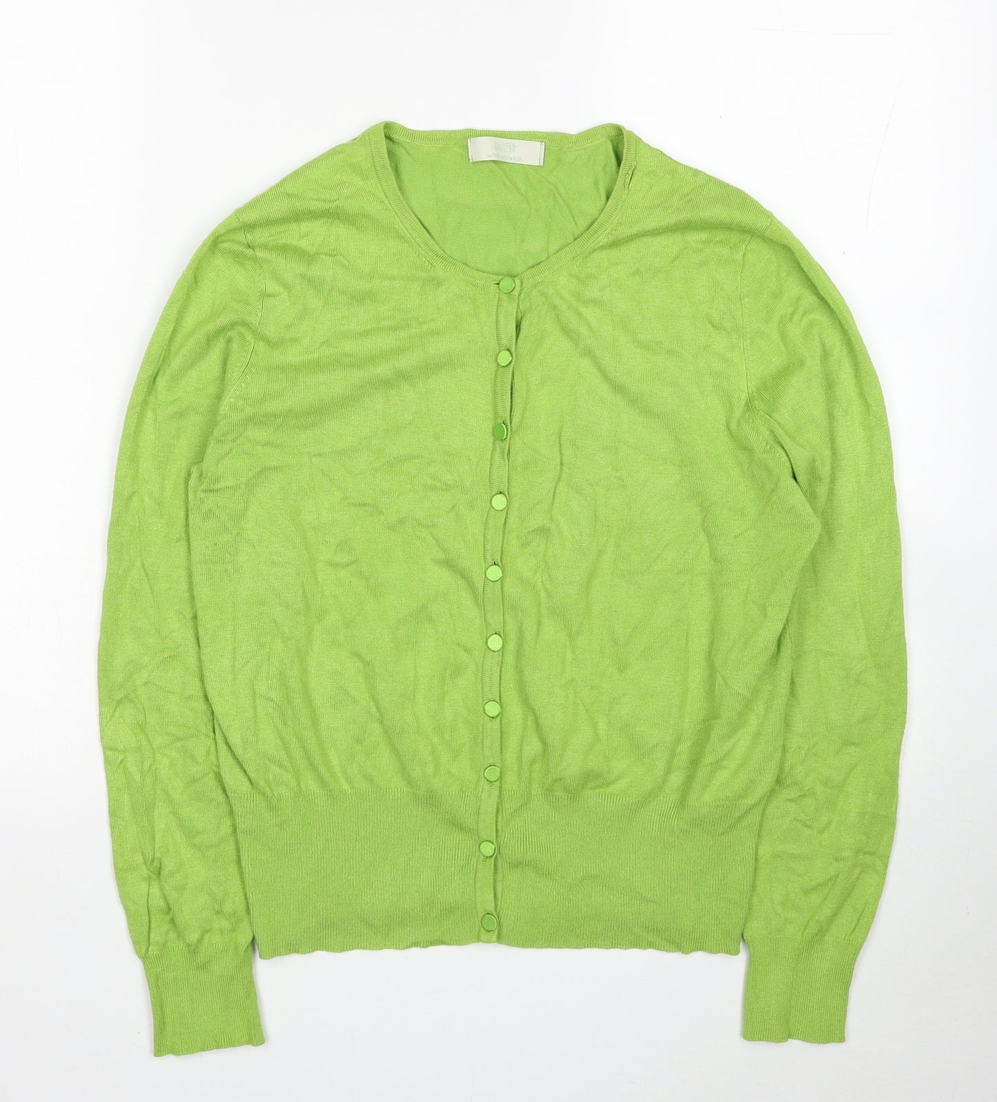 Marks and Spencer Womens Green Round Neck Viscose Cardigan Jumper Size 16