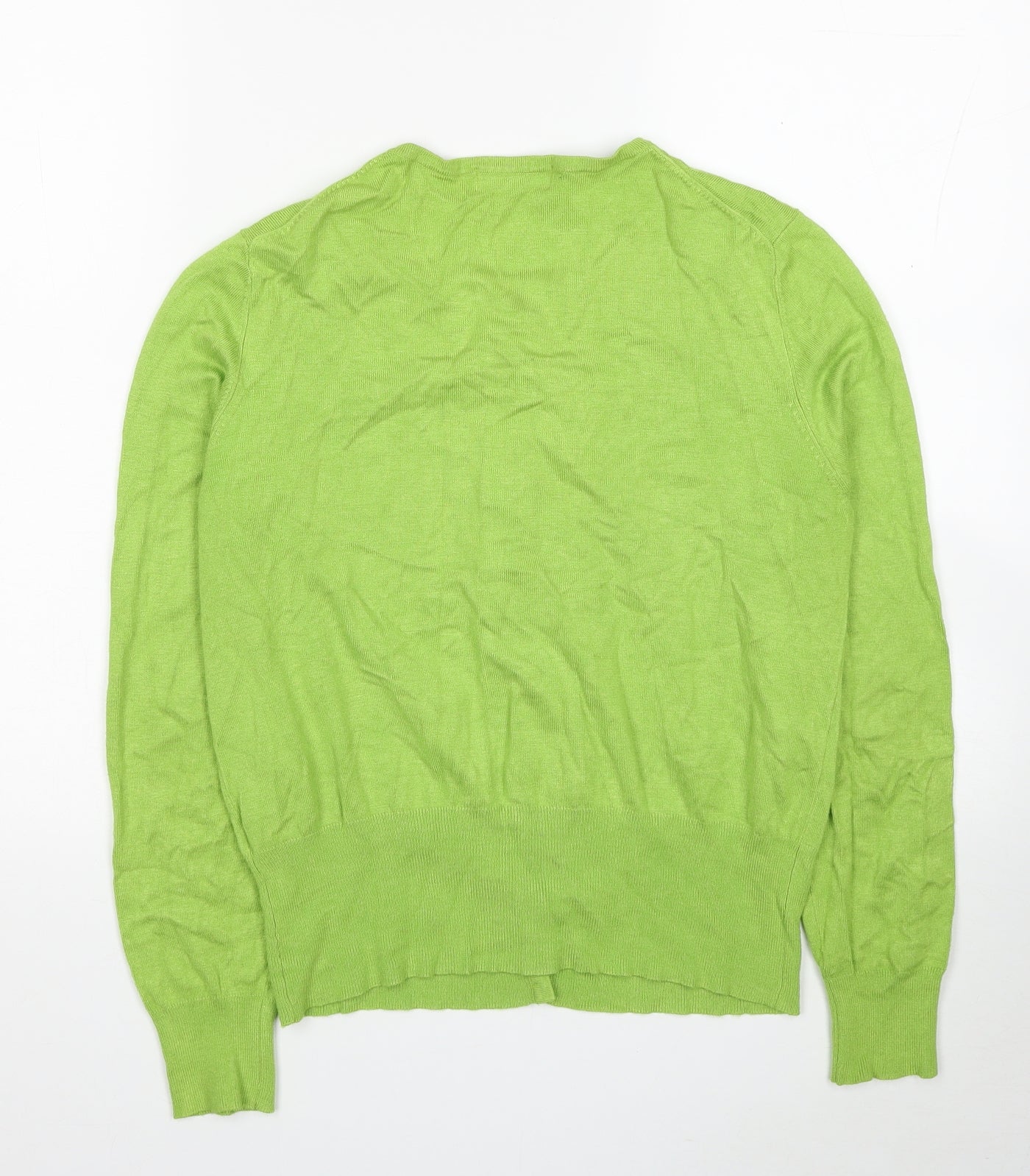 Marks and Spencer Womens Green Round Neck Viscose Cardigan Jumper Size 16