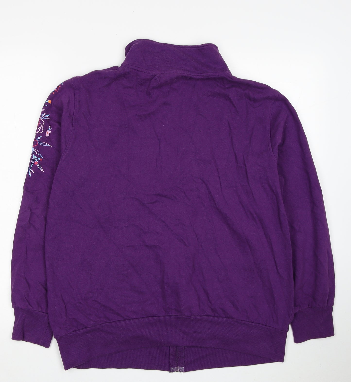 Atlas For Women Womens Purple Cotton Full Zip Sweatshirt Size 12 Zip - Flowers
