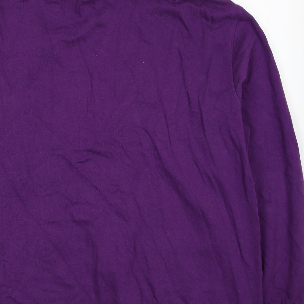 Atlas For Women Womens Purple Cotton Full Zip Sweatshirt Size 12 Zip - Flowers