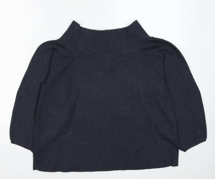 H&M Womens Blue Polyester Basic Blouse Size L Boat Neck