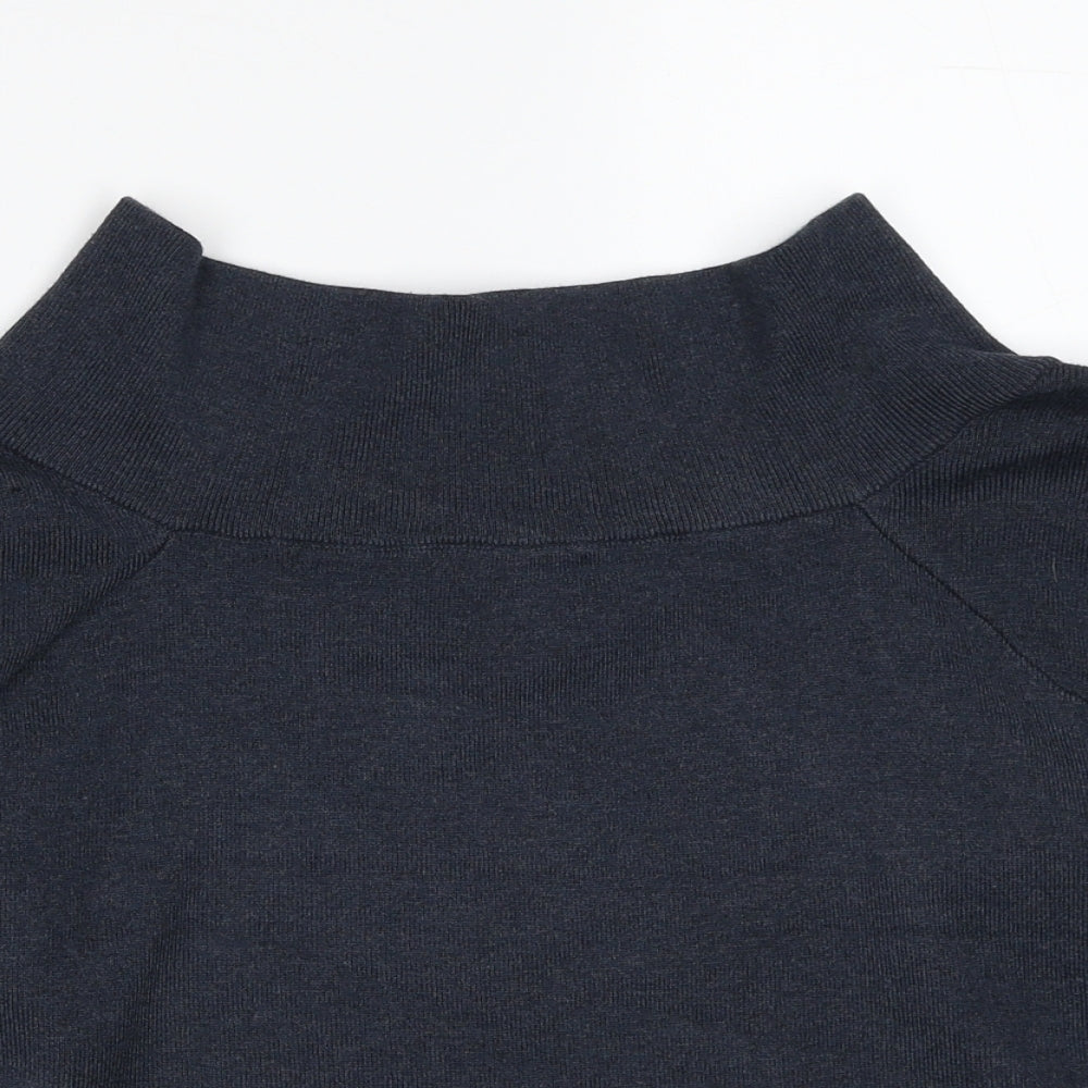 H&M Womens Blue Polyester Basic Blouse Size L Boat Neck