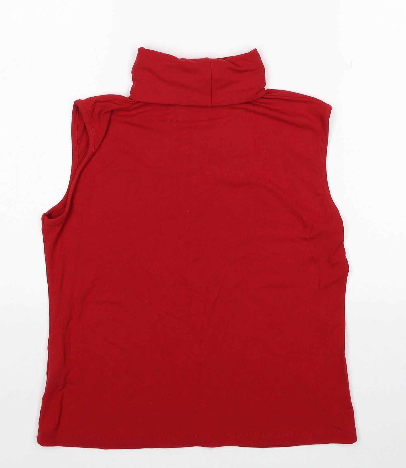 Marks and Spencer Womens Red Viscose Basic Tank Size 16 Roll Neck