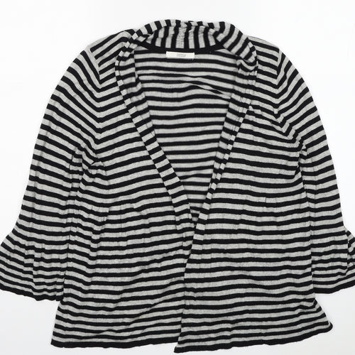 Marks and Spencer Womens Black V-Neck Striped Viscose Cardigan Jumper Size 14